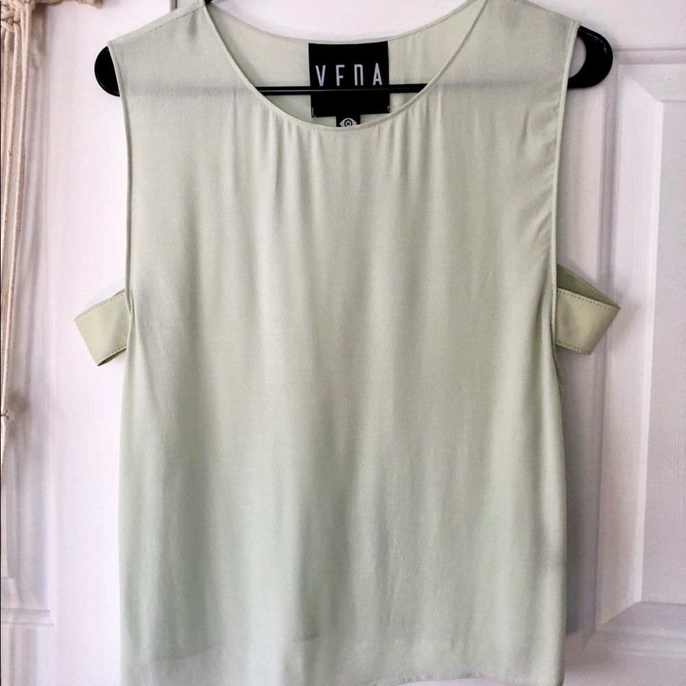 VEDA Green Top with Leather Sides